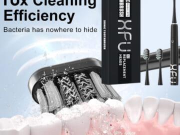 XFU Sonic Electric Toothbrush with 3x Dupont Brush Heads $7.99 (Reg. $24) – 2007 Black with 3 Modes and Waterproof IPX7