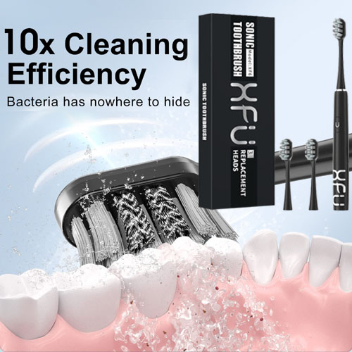 XFU Sonic Electric Toothbrush with 3x Dupont Brush Heads $7.99 (Reg. $24) – 2007 Black with 3 Modes and Waterproof IPX7