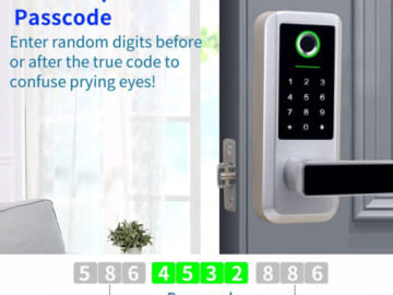 5-in-1 Smart Entry Door Lock  $76 After Code (Reg. $190) + Free Shipping – Fingerprint + Keypad Code + IC Card + 2 Back up Keys +App Control