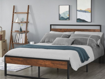 Bring A Natural Accent To Your Room With This Easyfashion Rustic Metal Platform Bed For Only $125.98 Shipped Free (Reg. $149.87)