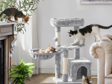 Give Your Cats A Safe And Enjoyable Place To Scratch, Play And Nap With This 33-in Cat Tree Condo Scratching Post Tower with Basket Sisal Ropes Posts For only $37.99 Shipped Free (Reg. $49.99)