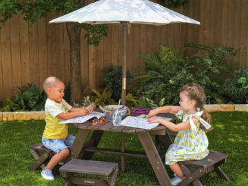 KidKraft Wooden Octagon Table, Stools & Umbrella Set $53.30 Shipped Free (Reg. $95) – Made of wood and durable canvas!
