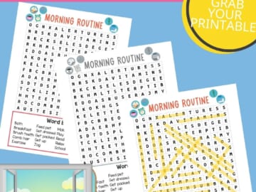 Free Printable Morning Routine Word Search for Kids