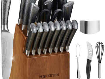 24-Piece Mareston High-Carbon German Stainless Steel Kitchen Knives Set w/ Block $45 After Code (Reg. $90) + Free Shipping! – All-in-one Knife Set!