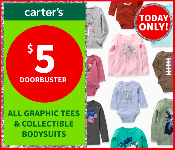 OshKosh B’gosh & Carter’s: $5 Long Sleeve Graphic Tees & Bodysuits today!