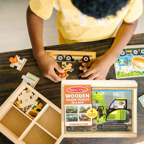 Melissa & Doug Construction Vehicles 4-in-1 48-Piece Wooden Jigsaw Puzzle Set $5.41 After Coupon (Reg. $16) – 21K+ FAB Ratings!