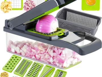 Multifunctional Food Chopper with 8 blades and Filter Basket $18 After Coupon (Reg. $22) – FAB Ratings! – 12 in 1 Professional Mandoline Slicer