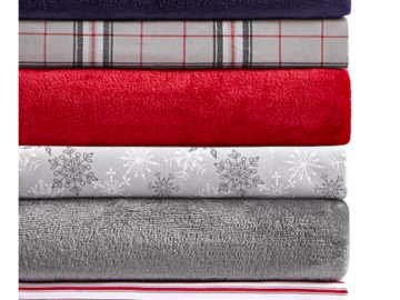 Holiday Microfiber Sheet Set and Throw Bundle in ANY Size only $19.99!