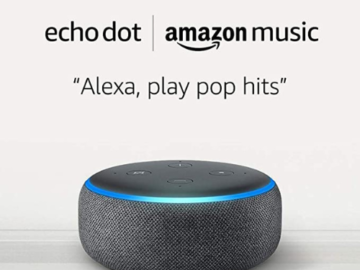 Echo Dot (3rd Gen) + 6 Month Amazon Music Unlimited $14.99 (Reg. $99.93)