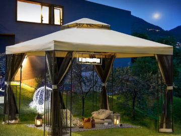 Today Only! 10x10Ft Gazebo with Mesh Netting Curtains $239.99 Shipped Free (Reg. $299.99) – for Garden, Backyard, or Lawn!