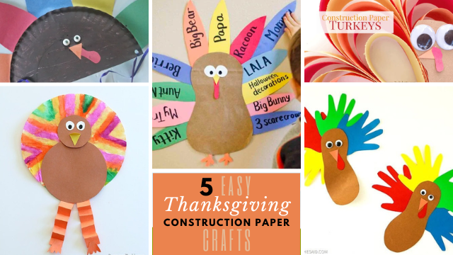 5 Easy Thanksgiving Construction Paper Crafts
