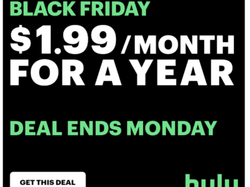 *HOT* Hulu Black Friday Deal: Pay $1.99 per month for an entire year!!