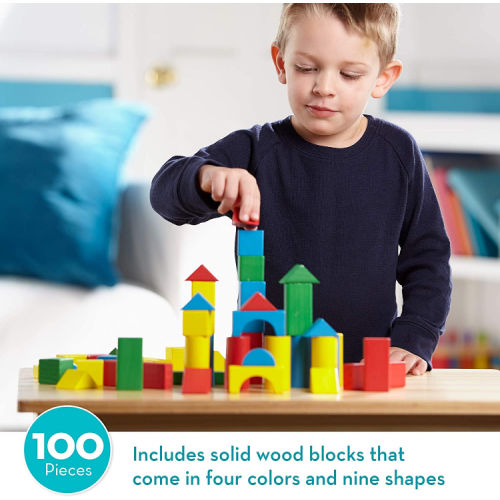 TWO 100-Piece Melissa & Doug Wooden Building Blocks Sets $5.35 EACH (Reg. $28) – Comes in 4 colors and 9 shapes + Buy 2, save 50% on 1