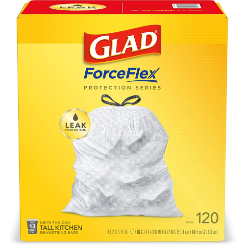 120-Count Glad ForceFlex Tall Drawstring Unscented Trash Bags as low as $13.28 Shipped Free (Reg. $21.70) – 11¢/ 13-Gallon Bag!