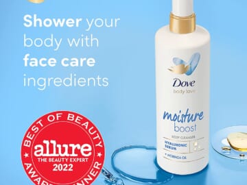 3-Pack Dove Body Love Moisture Boost Body Wash with Hyaluronic Acid and Moringa Oil as low as $15.23 After Coupon (Reg. 24) + Free Shipping – $5.08/17.5 Fl Oz Bottle – For Dry Skin