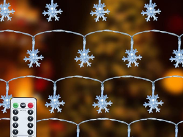 50 LED Christmas Snowflake 26.9 FT String Lights Battery Operated w/ 8 Modes & Time $6 After Coupon (Reg. $15) – FAB Ratings! – White, Blue & Warm White