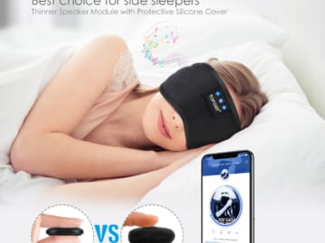 Bluetooth Sleep Eye Mask /Wireless Headphones from $16.94 After Coupon (Reg. $23) – With built in microphone, Up to 9 hours playtime!
