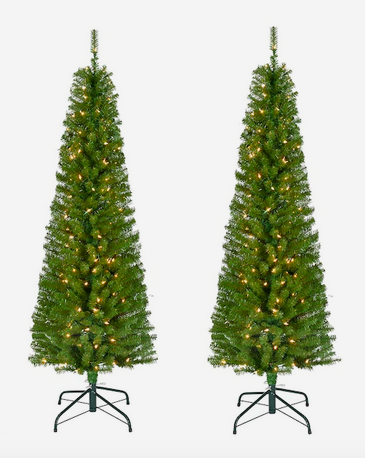*HOT* Set of 2 Holiday Living 6-Foot Pre-lit Slim Artificial Christmas Trees only $69 shipped!