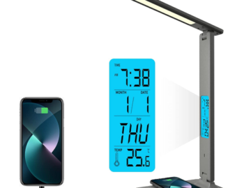 LED Desk Lamp with Wireless Charger and Digital Clock $26.39 After Coupon (Reg. $56) + Free Shipping! 3K+ FAB Ratings!