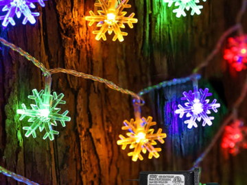 49 Ft Multicolor LED Christmas Snowflake String Lights $9.59 After Coupon (Reg. $16) – With 8 Lighting Modes!