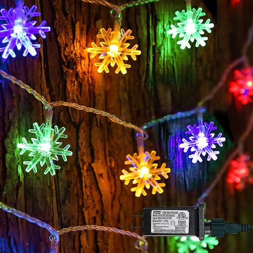 49 Ft Multicolor LED Christmas Snowflake String Lights $9.59 After Coupon (Reg. $16) – With 8 Lighting Modes!