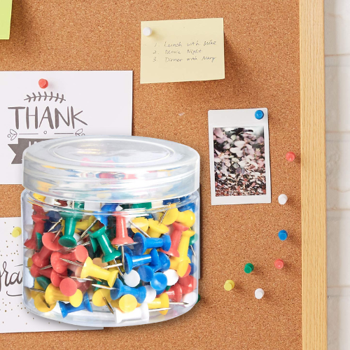 200-Pack Amazon Basics Push Pins Tacks, Assorted Colors, Steel Point $1.80 (Reg. $3.59) – $0.009/pin!