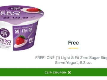 New Publix Digital Coupon | FREE Light & Fit Zero Sugar Yogurt