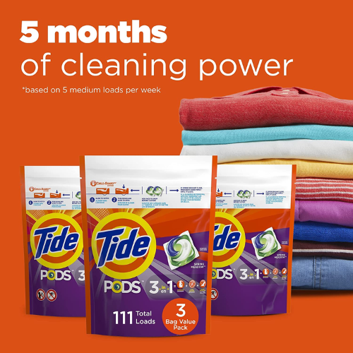 111-Count Tide PODS Spring Meadow Laundry Detergent Soap Pods as low as $24.84 After Coupon (Reg. $39.35) + Free Shipping! 22¢/Pac!