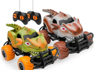 Set of 2 27MHz Mini Toy Dinosaur RC Remote Control Cars w/ 9mph Max Speed