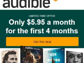 Get the Most Out Of Your Favorite Audiobooks, Music and Podcasts with Amazon Audible For Only $5.95 a month For First 4 Months!