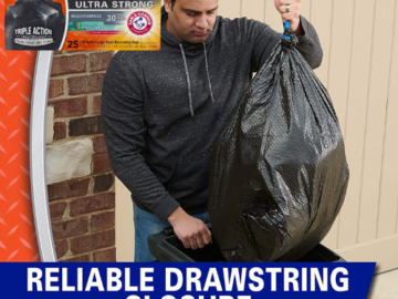 25-Count Hefty Ultra Strong White Pine Breeze Large Drawstring Trash Bags as low as $4.68 After Coupon (Reg. $11.29) + Free Shipping! 19¢/ 30-Gallon Bag!