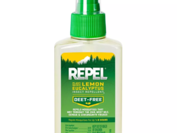 Deet-Free Lemon Eucalyptus Insect Repellent Pump Spray, 4 Oz $3.49 – Repels Mosquitos For Up To 6 Hours!