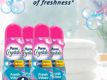 4-Count Purex Crystals in-Wash Fragrance and Scent Booster, Fresh Vibes as low as $12.60 After Coupon (Reg. $23.96) – $3.15/21 Ounce Bottle + Free Shipping!