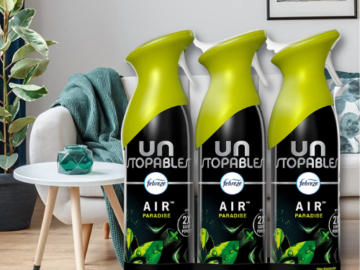 3-Pack Febreze Unstopables Air Effects Odor-Fighting Air Freshener Paradise as low as $5.13 After Coupon (Reg. $10.41) + Free Shipping! $1.71/8.8 oz. Aerosol Can!