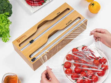 Bamboo Kitchen Foil and Plastic Wrap Organizer with Cutter $11.49 After Coupon (Reg. $22.97)