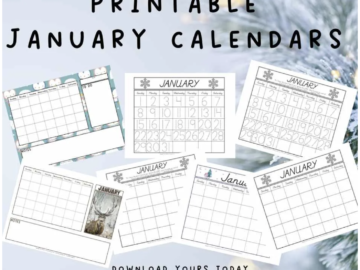Free Printable January Calendars