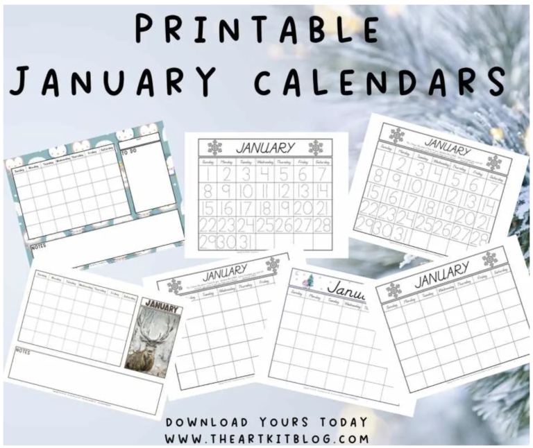 Free Printable January Calendars