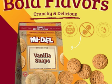 8-Pack Mi-Del Classic Vanilla Snaps Cookies, 10 oz as low as $28.16 After Coupon (Reg. $47.44) + Free Shipping – $3.52/Bag – Peanut Free, Gluten-Free and Kosher