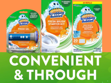 Set of 3 Scrubbing Bubbles Fresh Brush Toilet Cleaning Systems as low as $11.17 After Coupon (Reg. $21.48) + Free Shipping – Fresh Brush Starter Kit + Fresh Brush Refills + Fresh Gel Toilet Cleaning Stamp