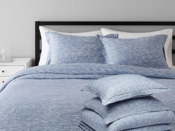 3-Piece Amazon Basics Cotton Blend Jersey Duvet Cover Set $10 (Reg. $20.07) – Full/Queen,  Blue Space Dyed