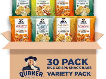 30-Count Quaker Rice Crisps, 4 Flavor Sweet and Savory Variety Mix as low as $13.90 After Coupon (Reg. $25) + Free Shipping – 46¢/.67oz Bag – Gluten Free