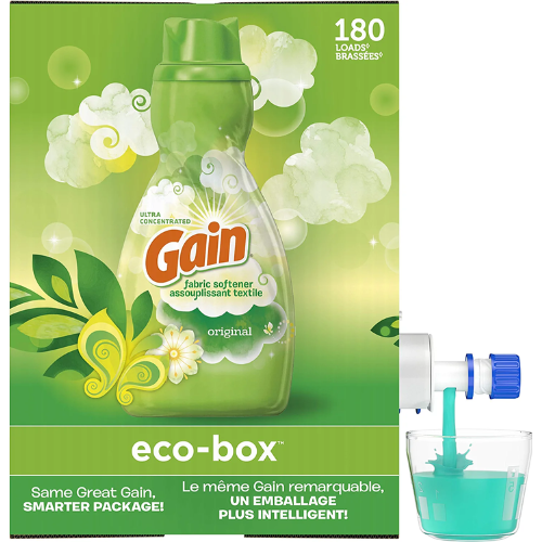 180-Loads Gain Eco-Box Original Scent Liquid Fabric Softener as low as $8.53 After Coupon (Reg. $14) + Free Shipping! 5¢/Load