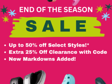 Crocs End of Season Sale: Up to 50% Off Select Styles + Extra 25% Off Clearance After Code + New Markdowns Added! Ends 1/9