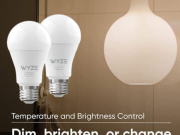 2-Pack Wyze Dimmable LED A19 Smart Light Bulbs, White $15.98 (Reg $23) – $8 each! 9.5W, 60W Equivalent