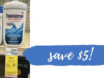 Save $5 off Biotene Dry Mouth Rinse | Makes it $1.29!