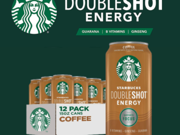 12-Pack Starbucks Doubleshot Energy Coffee Drink as low as $19.50 After Coupon (Reg. $50) + Free Shipping! $1.63/ 15 Oz Can – Guarana, Vitamin B, & Ginseng