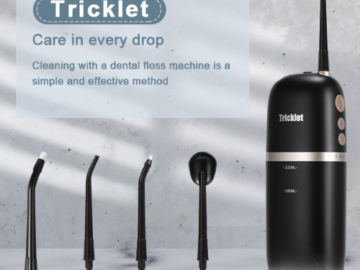 Tricklet USB IPX7 Cordless Water Dental Flosser $21.59 After Coupon (Reg. $37) + Free Shipping –  With 4 Modes and 3 Gears