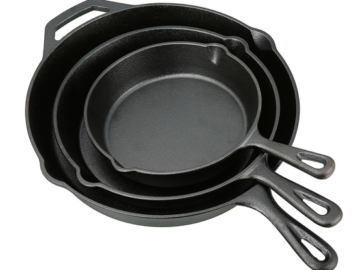 Ozark Trail 3 Piece Cast Iron Skillet Set only $14.88!