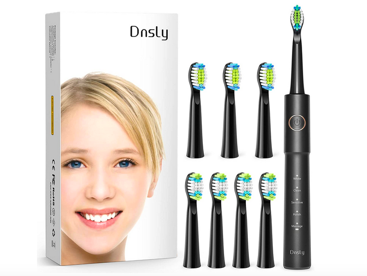 Dnsly Ultrasonic Electric Toothbrush and 8 Replacement Heads only $10 shipped!