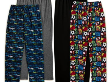 2-Pack Championship Gold Boys Solid and Print Pajama Sleep Pants $8 (Reg. $15.98) – 3 Color Options – Sizes 4-14